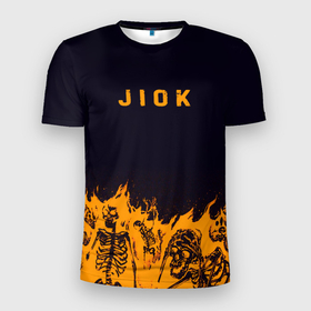 Мужская футболка 3D спортивная с принтом Jiok пламя в Белгороде, 100% полиэстер с улучшенными характеристиками | приталенный силуэт, круглая горловина, широкие плечи, сужается к линии бедра | люди | надпись | огонь | пламя | скелеты
