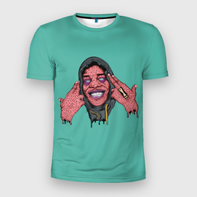 Мужская футболка 3D Slim с принтом Зомби ДаБэйби , 100% полиэстер с улучшенными характеристиками | приталенный силуэт, круглая горловина, широкие плечи, сужается к линии бедра | da baby | dababy | hip hop | rap | rep | дабэби | исполнители | исполнитель | музыка | реп