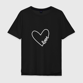 Мужская футболка хлопок Oversize с принтом Сердце любви (белое) в Белгороде, 100% хлопок | свободный крой, круглый ворот, “спинка” длиннее передней части | белое | девушке | любви | любовь | на подарок | сердце