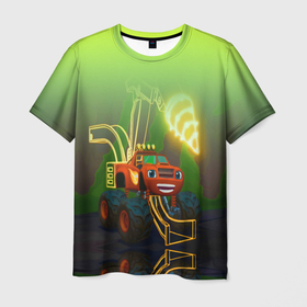 Мужская футболка 3D с принтом Вспыш Бур Машина в Петрозаводске, 100% полиэфир | прямой крой, круглый вырез горловины, длина до линии бедер | бур | внедорожник | вспыш | машинка | мульт