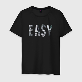 Мужская футболка хлопок с принтом EASY! , 100% хлопок | прямой крой, круглый вырез горловины, длина до линии бедер, слегка спущенное плечо. | Тематика изображения на принте: easy | бабосики | валюта | деньги | доллар | изи | минимализм | надпись