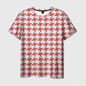 Мужская футболка 3D с принтом Модная гусиная лапка в Санкт-Петербурге, 100% полиэфир | прямой крой, круглый вырез горловины, длина до линии бедер | вязанка | гусиная лапка | мода | паттерн | стежок | узор