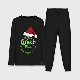 Мужская пижама хлопок (с лонгсливом) с принтом Resting Grinch Face. в Екатеринбурге,  |  | 2022 | grinch | happy new year | merry christmas | год тигра | гринч | зима близко | нг | новогодний | новый год | новый год 2022 | рождество | снег | снежинки