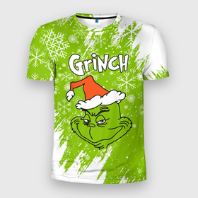 Мужская футболка 3D спортивная с принтом Grinch Green. в Санкт-Петербурге, 100% полиэстер с улучшенными характеристиками | приталенный силуэт, круглая горловина, широкие плечи, сужается к линии бедра | 2022 | grinch | happy new year | merry christmas | год тигра | гринч | зима близко | нг | новогодний | новый год | новый год 2022 | рождество | снег | снежинки