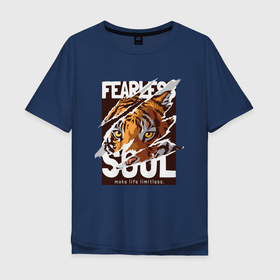 Мужская футболка хлопок Oversize с принтом Душа тигра в Санкт-Петербурге, 100% хлопок | свободный крой, круглый ворот, “спинка” длиннее передней части | tiger | восточный тигр | год тигра | голова | кошка | тигр | тигренок | хищник