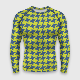 Мужской рашгард 3D с принтом Сине желтые гусиные лапки в Курске,  |  | Тематика изображения на принте: вязанка | гусиные лапки | желтый | мода | паттерн | синий | узор
