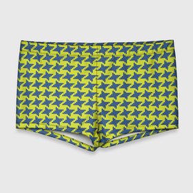 Мужские купальные плавки 3D с принтом Сине-желтые гусиные лапки , Полиэстер 85%, Спандекс 15% |  | вязанка | гусиные лапки | желтый | мода | паттерн | синий | узор