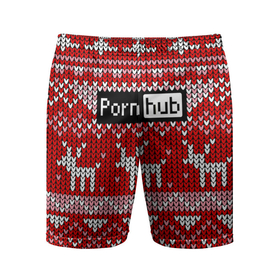 Мужские шорты спортивные с принтом Porn Hub новогодний ,  |  | deer | holiday | new year | pattern | новый год | олень | праздник | узор