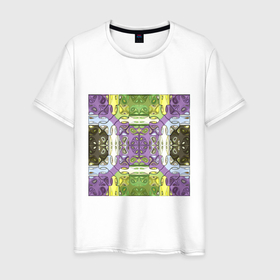 Мужская футболка хлопок с принтом Коллекция Фрактальная мозаика Фиолетово-зеленый Квадрат в Белгороде, 100% хлопок | прямой крой, круглый вырез горловины, длина до линии бедер, слегка спущенное плечо. | Тематика изображения на принте: abstraction | fractal | green | mosaic | pattern | purple | yellow | абстракция | желтый | зеленый | мозайка | на витрину | узор | фиолетовый | фрактал