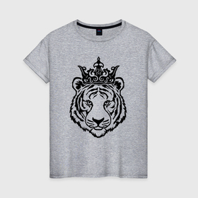 Женская футболка хлопок с принтом Family Look Мама-тигр в Кировске, 100% хлопок | прямой крой, круглый вырез горловины, длина до линии бедер, слегка спущенное плечо | crown | family | tiger | корона | семья | тигр