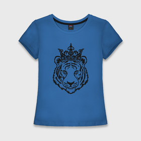 Женская футболка хлопок Slim с принтом Family Look Мама тигр в Курске,  |  | crown | family | tiger | корона | семья | тигр