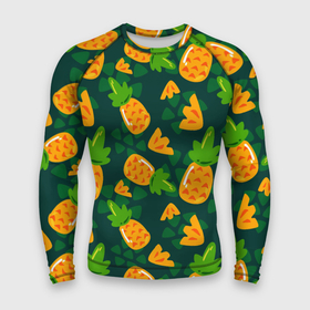 Мужской рашгард 3D с принтом Ананасы. Много ананасов ,  |  | ананас | ананасовый | ананасы | сладость | фрукт