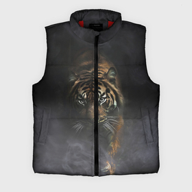 Мужской жилет утепленный 3D с принтом Тигр в тумане в Курске,  |  | tiger | восточный тигр | год тигра | голова | дым | кошка | тигр | тигренок | туман | хищник