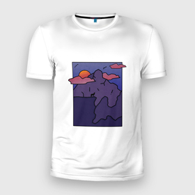 Мужская футболка 3D Slim с принтом Sunset in the mountains , 100% полиэстер с улучшенными характеристиками | приталенный силуэт, круглая горловина, широкие плечи, сужается к линии бедра | mountains | rapture | sunset | sunset in the mountains | горы | закат | расвет