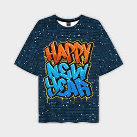 Мужская футболка OVERSIZE 3D с принтом С Новым Годом граффити   Happy New Year graffiti ,  |  | graffiti | wall | граффити | зима | новый год | рождество | снег | снежинка | стена