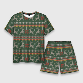 Мужской костюм с шортами 3D с принтом Новогодний свитер c оленями 1 в Курске,  |  | 2022 | зима | новогодний | олени | свитер