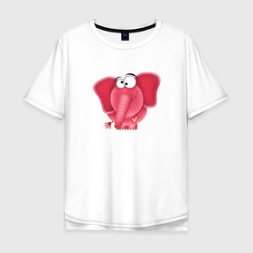 Мужская футболка хлопок Oversize с принтом Розовая слониха Cotton Theme , 100% хлопок | свободный крой, круглый ворот, “спинка” длиннее передней части | африка | для девушек | для детей | женское | животные | природа | розовое | розовый слон | слон | слониха | смешной слон