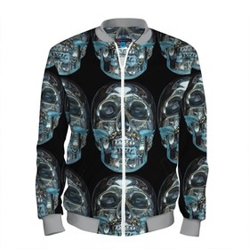 Мужской бомбер 3D с принтом Skulls pattern 2028 в Петрозаводске, 100% полиэстер | застегивается на молнию, по бокам два кармана без застежек, по низу бомбера и на воротнике - эластичная резинка | fashion | future | pattern | skull | vanguard | авангард | будущее | мода | стекло | узор | череп