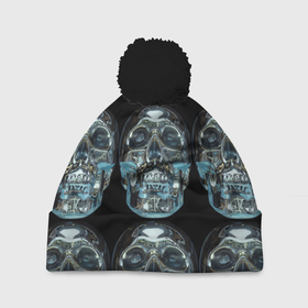 Шапка 3D c помпоном с принтом Skulls pattern 2028 в Петрозаводске, 100% полиэстер | универсальный размер, печать по всей поверхности изделия | Тематика изображения на принте: fashion | future | pattern | skull | vanguard | авангард | будущее | мода | стекло | узор | череп