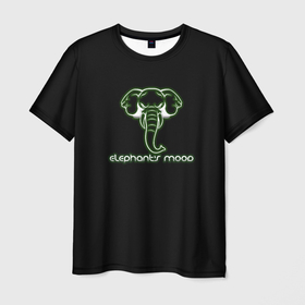 Мужская футболка 3D с принтом Elephants mood в Екатеринбурге, 100% полиэфир | прямой крой, круглый вырез горловины, длина до линии бедер | африка | бивни | животные | злой | злость | индия | настроение | неон | неоновые принты | природа | саванна | светящиеся | сердится | слон