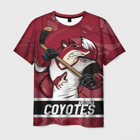 Мужская футболка 3D с принтом Аризона Койотис Arizona Coyotes в Белгороде, 100% полиэфир | прямой крой, круглый вырез горловины, длина до линии бедер | arizona | arizona coyotes | coyotes | hockey | nhl | usa | аризона | аризона койотис | койотис | нхл | спорт | сша | феникс | финикс койотс | хоккей | шайба