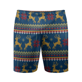 Мужские шорты спортивные с принтом Новогодний свитер c оленями 3 в Тюмени,  |  | 2022 | год | зима | новогодний | новый | олени | праздник | свитер | узор