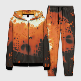 Мужской костюм 3D с принтом Коллекция Journey Оранжевый взрыв 126-3 2 в Екатеринбурге, 100% полиэстер | Манжеты и пояс оформлены тканевой резинкой, двухслойный капюшон со шнурком для регулировки, карманы спереди | Тематика изображения на принте: abstraction | black | bright | fractal | orange | абстракция | на витрину | оранжевый | фрактал | черный | яркий