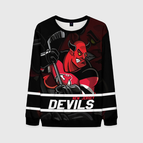 Мужской свитшот 3D с принтом Нью Джерси Девилз New Jersey Devils , 100% полиэстер с мягким внутренним слоем | круглый вырез горловины, мягкая резинка на манжетах и поясе, свободная посадка по фигуре | Тематика изображения на принте: devils | hockey | new jersey | new jersey devils | nhl | usa | девилз | нхл | ньюджерси | ньюджерси девилз | спорт | сша | хоккей | шайба