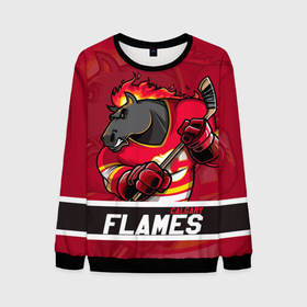Мужской свитшот 3D с принтом Калгари Флэймз Calgary Flames , 100% полиэстер с мягким внутренним слоем | круглый вырез горловины, мягкая резинка на манжетах и поясе, свободная посадка по фигуре | calgary | calgary flames | flames | hockey | nhl | usa | калгари | калгари флэймз | нхл | спорт | сша | флэймз | хоккей | шайба