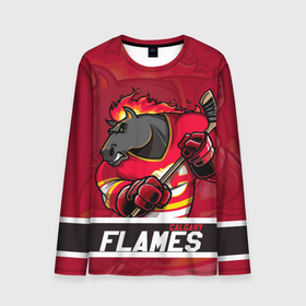 Мужской лонгслив 3D с принтом Калгари Флэймз Calgary Flames в Санкт-Петербурге, 100% полиэстер | длинные рукава, круглый вырез горловины, полуприлегающий силуэт | calgary | calgary flames | flames | hockey | nhl | usa | калгари | калгари флэймз | нхл | спорт | сша | флэймз | хоккей | шайба