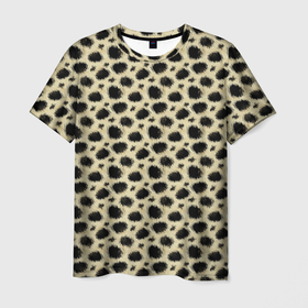 Мужская футболка 3D с принтом Шкура Леопарда (Leopard) в Екатеринбурге, 100% полиэфир | прямой крой, круглый вырез горловины, длина до линии бедер | Тематика изображения на принте: jaguar | leopard | ocelot | predator | гепард | дикая кошка | животное | зверь | кот | леопард | леопардовые пятна | оцелот | хищная кошка | хищник | ягуар