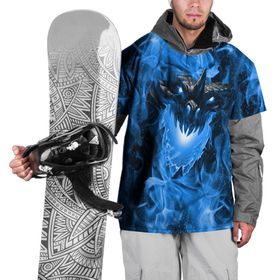 Накидка на куртку 3D с принтом Дракон в синем пламени Dragon in blue flame в Санкт-Петербурге, 100% полиэстер |  | Тематика изображения на принте: dragon | дракон | миф | монстр | огонь | пламя | фэнтези