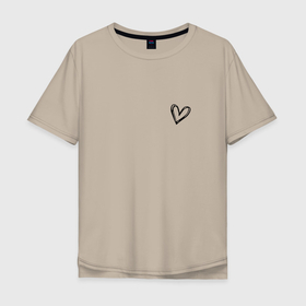 Мужская футболка хлопок Oversize с принтом Сердечко крохотное в Санкт-Петербурге, 100% хлопок | свободный крой, круглый ворот, “спинка” длиннее передней части | девушке | крохотное | любовь | на подарок | сердце | страсть