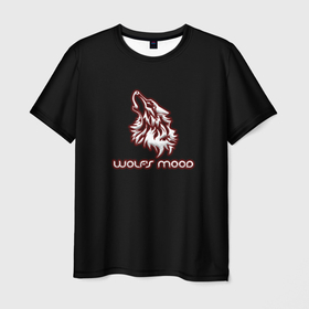 Мужская футболка 3D с принтом Wolfs mood в Новосибирске, 100% полиэфир | прямой крой, круглый вырез горловины, длина до линии бедер | бивни | волк | животные | злой | злость | настроение | неон | неоновые принты | природа | саванна | светящиеся | сердится | тайга | тамбов