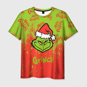 Мужская футболка 3D с принтом Grinch Merry Christmas. , 100% полиэфир | прямой крой, круглый вырез горловины, длина до линии бедер | 2022 | grinch | happy new year | merry christmas | год тигра | гринч | зима близко | нг | новогодний | новый год | новый год 2022 | рождество | снег | снежинки