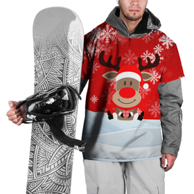 Накидка на куртку 3D с принтом Новогодний Олень сидит в снегу. в Екатеринбурге, 100% полиэстер |  | 2022 | happy new year | merry christmas | год тигра | зима близко | нг | новогодний | новогодний олень | новогодний тигр | новый год | новый год 2022 | олень | олень с подарком | рождество | символ 2022 года | снег | снежинки