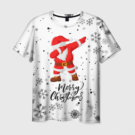 Мужская футболка 3D с принтом Santa Dabbing идет снег. в Белгороде, 100% полиэфир | прямой крой, круглый вырез горловины, длина до линии бедер | 2022 | dabbing | happy new year | merry christmas | santa dabbing | год тигра | зима близко | нг | новогодний | новогодний тигр | новый год | новый год 2022 | рождество | символ 2022 года | снег | снежинки