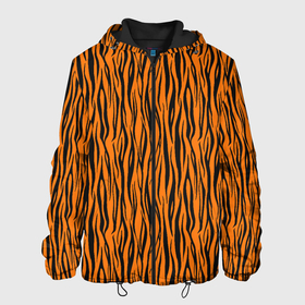 Мужская куртка 3D с принтом Тигровые Полосы в Новосибирске, ткань верха — 100% полиэстер, подклад — флис | прямой крой, подол и капюшон оформлены резинкой с фиксаторами, два кармана без застежек по бокам, один большой потайной карман на груди. Карман на груди застегивается на липучку | animal | beast | cat | predator | tiger | амурский тигр | белый тигр | год тигра | животное | зверь | кот | полосатая кошка | саблезубый тигр | тигр | хищник | царь джунглей | шерхан