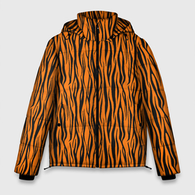 Мужская зимняя куртка 3D с принтом Тигровые Полосы в Санкт-Петербурге, верх — 100% полиэстер; подкладка — 100% полиэстер; утеплитель — 100% полиэстер | длина ниже бедра, свободный силуэт Оверсайз. Есть воротник-стойка, отстегивающийся капюшон и ветрозащитная планка. 

Боковые карманы с листочкой на кнопках и внутренний карман на молнии. | animal | beast | cat | predator | tiger | амурский тигр | белый тигр | год тигра | животное | зверь | кот | полосатая кошка | саблезубый тигр | тигр | хищник | царь джунглей | шерхан
