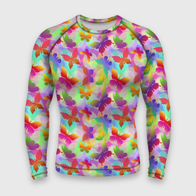 Мужской рашгард 3D с принтом Разноцветные Бабочки (Color) ,  |  | 7 цветов | butterflies | butterfly | color | insects | mole | paints | palette | spectrum | бабочки | колористика | краски | моль | мотылёк | насекомые | палитра | радуга | разноцветные | разноцветные бабочки | спектр | художник