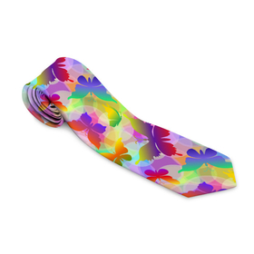 Галстук 3D с принтом Разноцветные Бабочки (Color) , 100% полиэстер | Длина 148 см; Плотность 150-180 г/м2 | 7 цветов | butterflies | butterfly | color | insects | mole | paints | palette | spectrum | бабочки | колористика | краски | моль | мотылёк | насекомые | палитра | радуга | разноцветные | разноцветные бабочки | спектр | художник