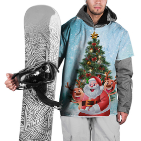 Накидка на куртку 3D с принтом Санта и олени в Новосибирске, 100% полиэстер |  | Тематика изображения на принте: new year | арт | графика | дед мороз | елка | зима | новый год | олени | рождество | санта