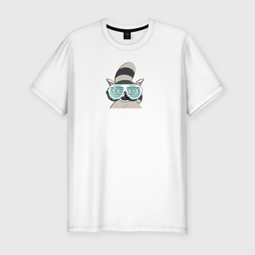 Мужская футболка хлопок Slim с принтом Диско Енот в Новосибирске, 92% хлопок, 8% лайкра | приталенный силуэт, круглый вырез ворота, длина до линии бедра, короткий рукав | дискоенот | дисколемур | енот | енотики | лемур | летоенот | пляж