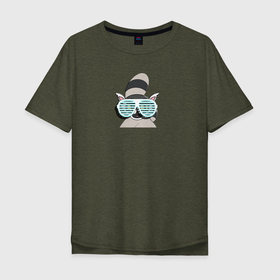 Мужская футболка хлопок Oversize с принтом Диско Енот в Курске, 100% хлопок | свободный крой, круглый ворот, “спинка” длиннее передней части | дискоенот | дисколемур | енот | енотики | лемур | летоенот | пляж