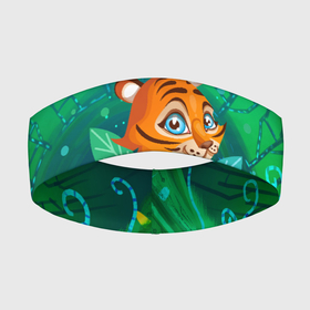 Повязка на голову 3D с принтом Тигр в большой кувшинке в Курске,  |  | 2022 | год тигра | новый год | новый год 2022 | символ года | тигр | тигренок | тигрица | тигры