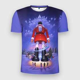 Мужская футболка 3D Slim с принтом New Years Nutcracker в Екатеринбурге, 100% полиэстер с улучшенными характеристиками | приталенный силуэт, круглая горловина, широкие плечи, сужается к линии бедра | nut cracker | nutcracker | новогодний | новогодняя сказка | новый год | рождество | сказка | снежинка | щелкунчик