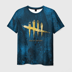 Мужская футболка 3D с принтом Dead by Daylight Golden Logo в Петрозаводске, 100% полиэфир | прямой крой, круглый вырез горловины, длина до линии бедер | daylight | выживание | дед бай дейлайт | мертвы к рассвету | охотник | ужасы | хоррор