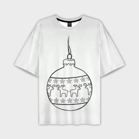 Мужская футболка OVERSIZE 3D с принтом шар с оленями в Екатеринбурге,  |  | звезды | новый год | олени | праздник | шар