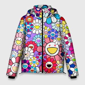 Мужская зимняя куртка 3D с принтом Цветы Takashi Murakami в Кировске, верх — 100% полиэстер; подкладка — 100% полиэстер; утеплитель — 100% полиэстер | длина ниже бедра, свободный силуэт Оверсайз. Есть воротник-стойка, отстегивающийся капюшон и ветрозащитная планка. 

Боковые карманы с листочкой на кнопках и внутренний карман на молнии. | flowers | pop art | superflat | takashi murakami | арт | глаза | дизайн | исскуство | разноцветные цветы | супефлэт | такаси мураками | такаши мураками | художник | цветы