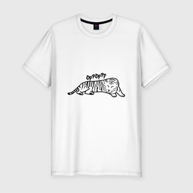 Мужская футболка хлопок Slim с принтом ТигрРра на отдыхе в Екатеринбурге, 92% хлопок, 8% лайкра | приталенный силуэт, круглый вырез ворота, длина до линии бедра, короткий рукав | 2022 | кот | лев | новый год | тигр